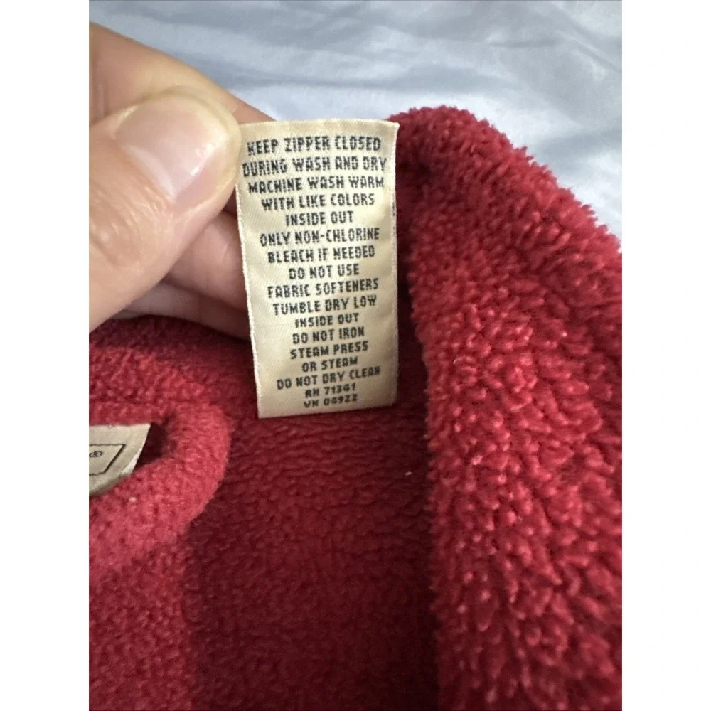 LL Bean Vintage Womens Winter Fleece Zip Up Housecoat Robe Size Med Petite Red